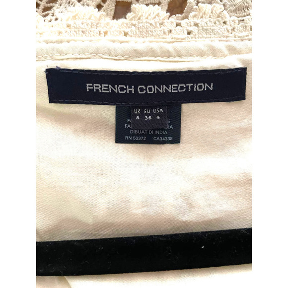French Connection Lark Rise Lace Dress Scalloped Crochet Trim Size 4 Cream - Picture 9 of 9